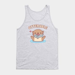 Cute Otter With Fish Otterable Funny Tank Top